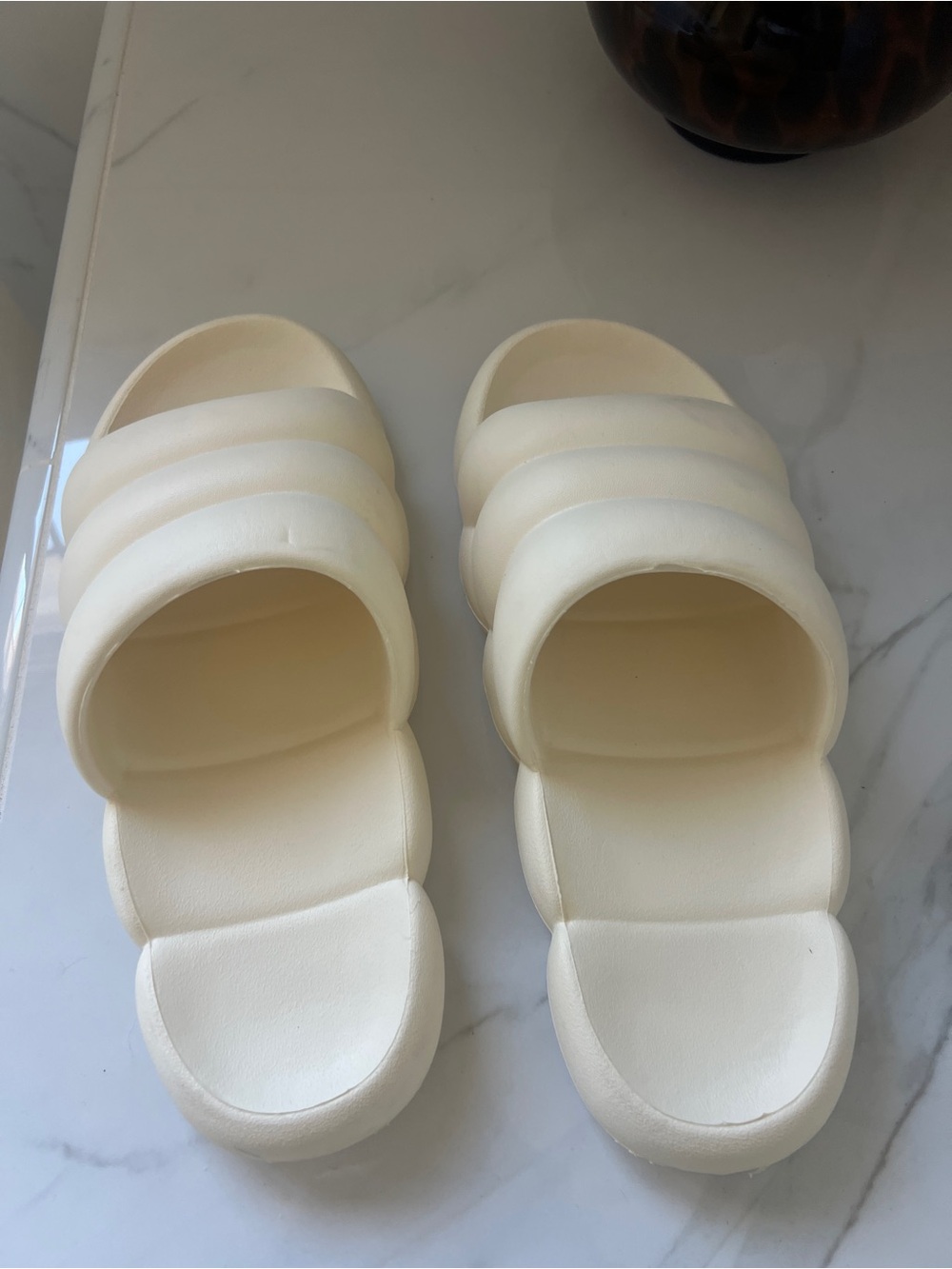 Chunky Foam Slide Sandals in Cream